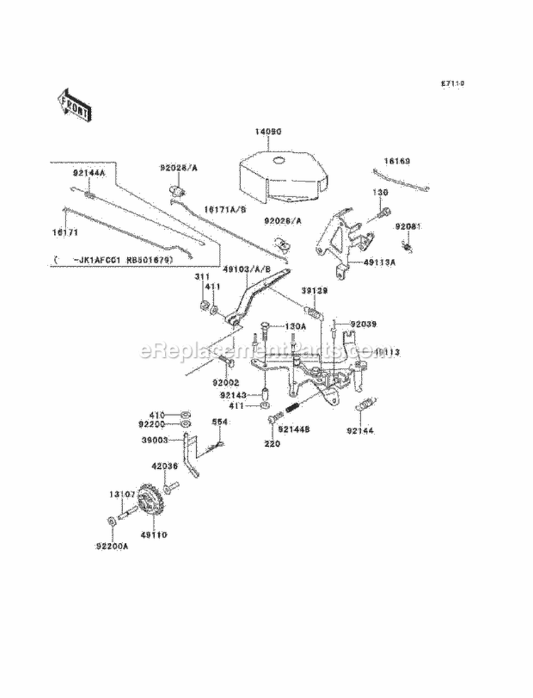 Control Diagram and Parts List for KAF620-C4  Kawasaki 