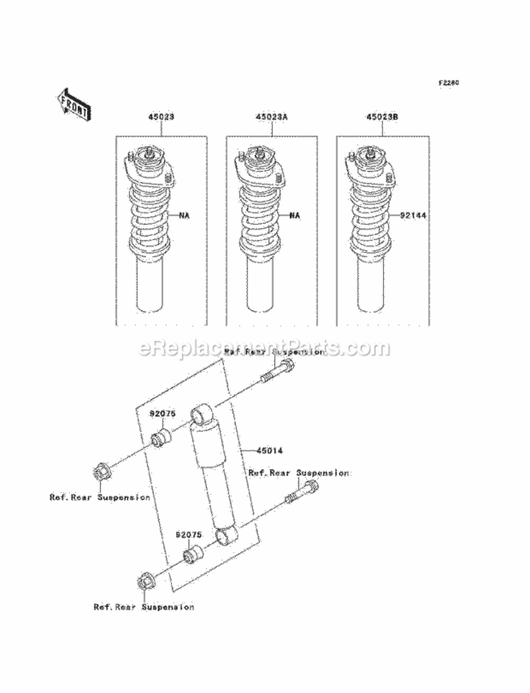 Shock Absorbers Diagram and Parts List for KAF620-B2  Kawasaki 