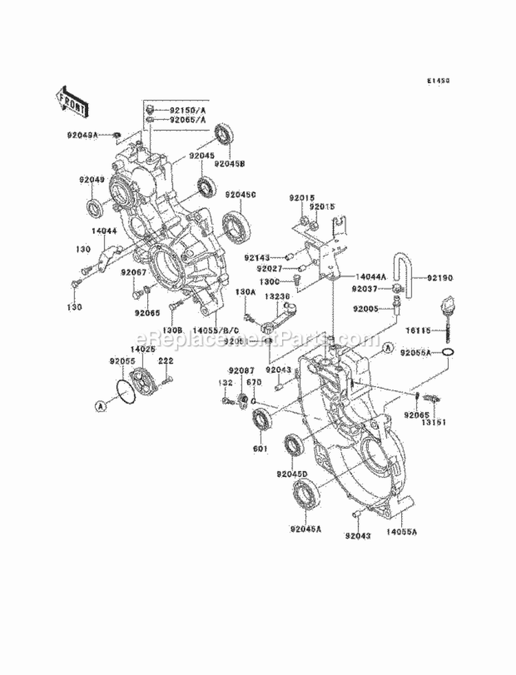 Gear Box Diagram and Parts List for KAF620-B2  Kawasaki 