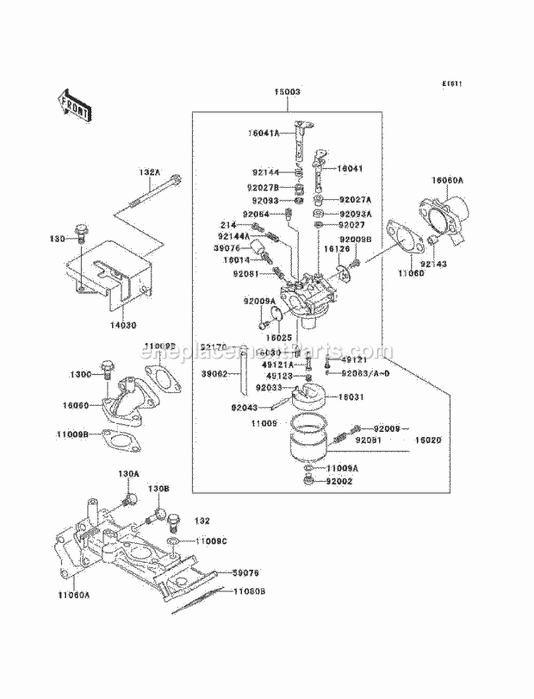 Carburetor Diagram and Parts List for KAF620-A3  Kawasaki 