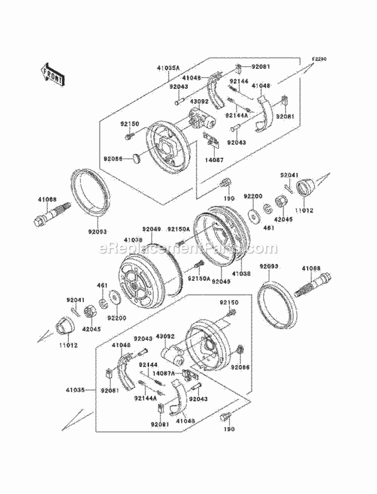 Front Hubs/Brakes Diagram and Parts List for KAF620-C6  Kawasaki 