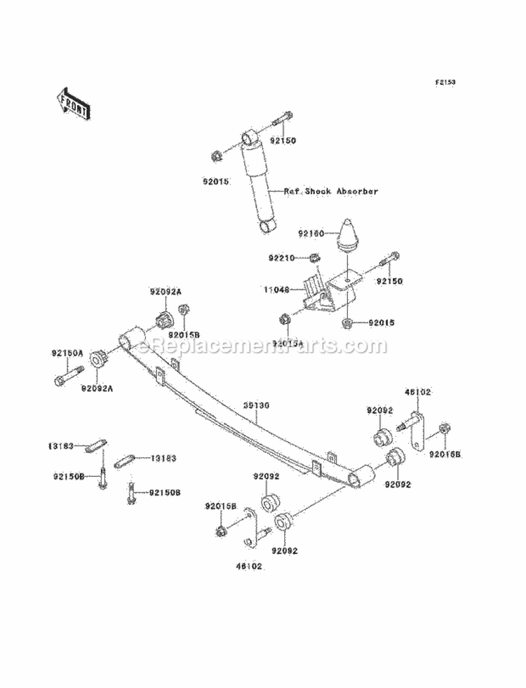 Rear Suspension Diagram and Parts List for KAF620-C6  Kawasaki 