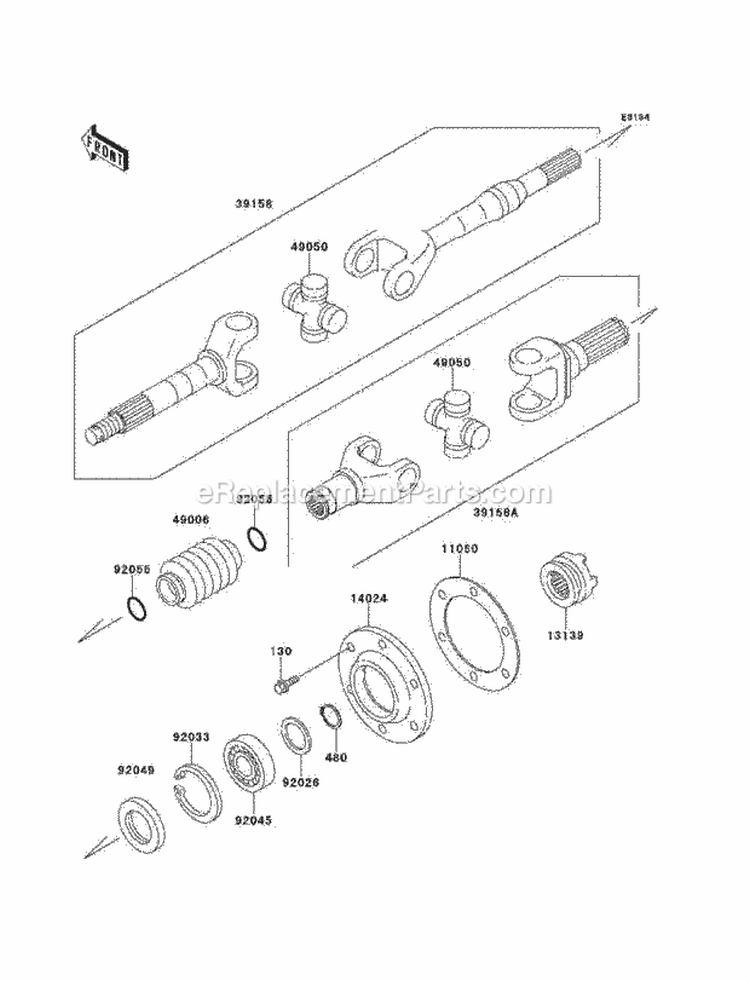 Drive Shaft Diagram and Parts List for KAF620-C6  Kawasaki 
