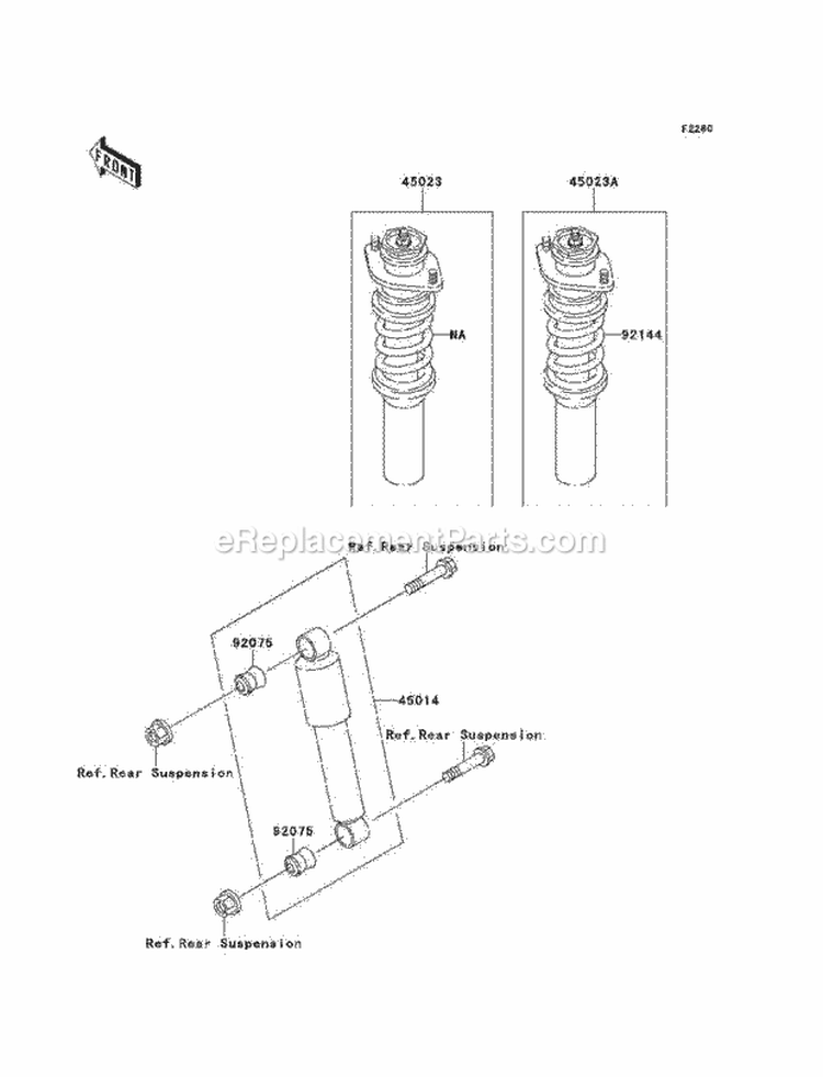 Shock Absorbers Diagram and Parts List for KAF620-C6  Kawasaki 