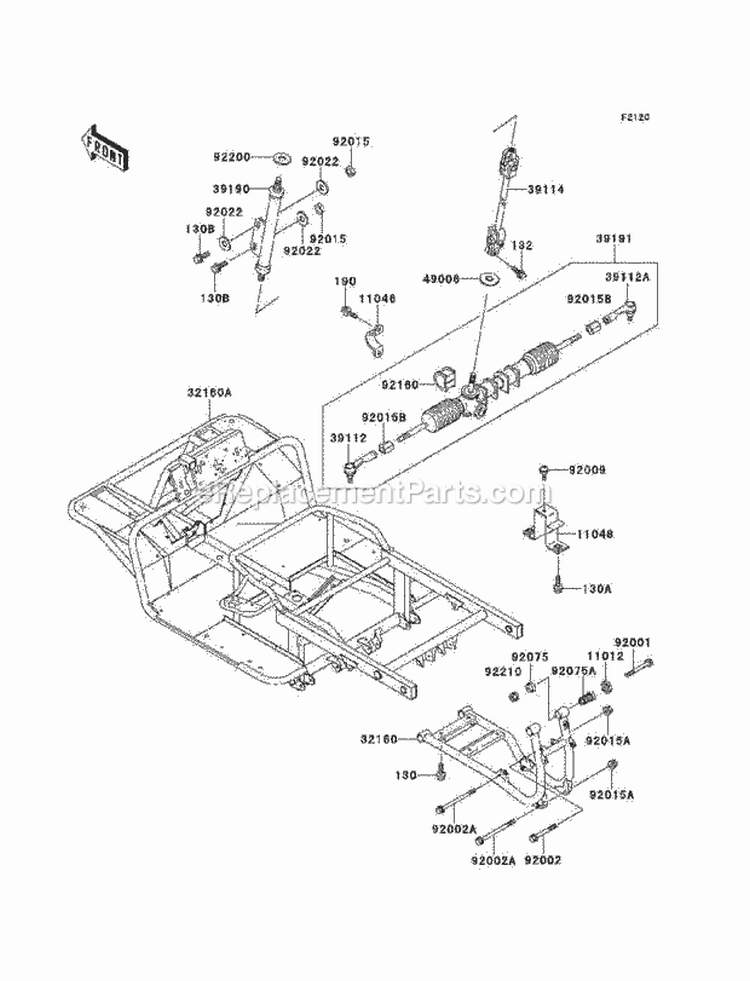 Frame Diagram and Parts List for KAF620-C6  Kawasaki 