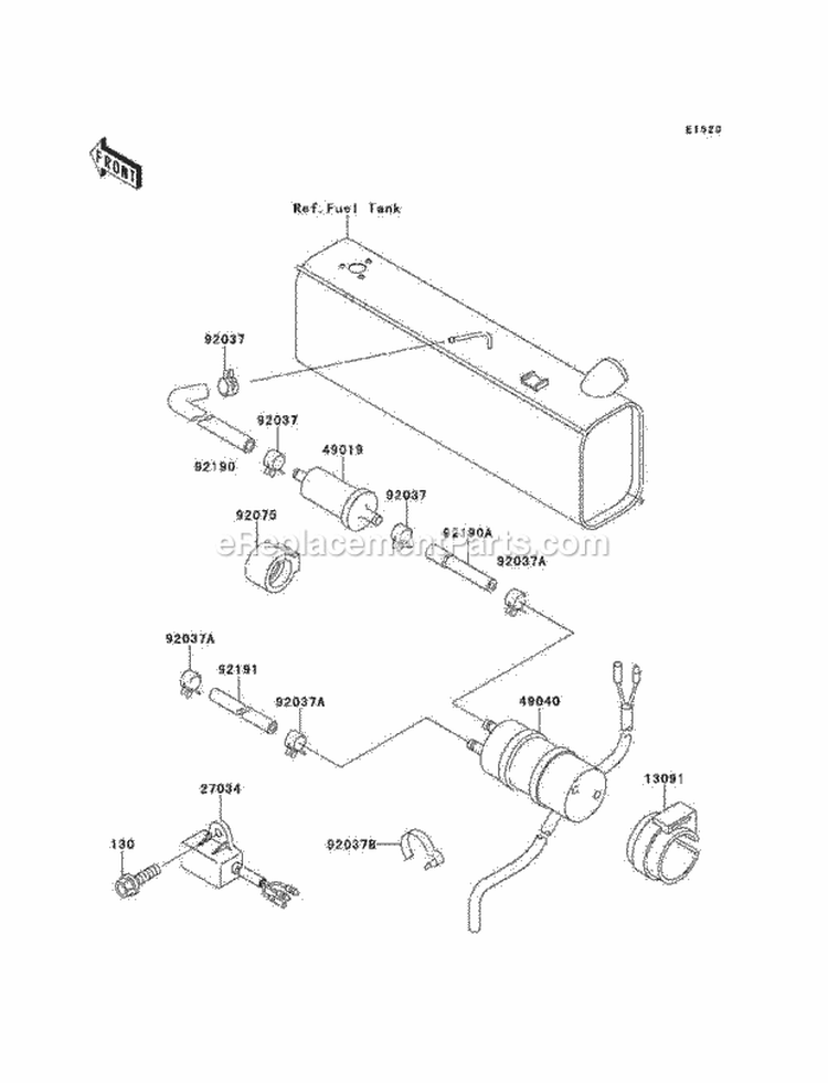 Fuel Pump Diagram and Parts List for KAF620-A3  Kawasaki 