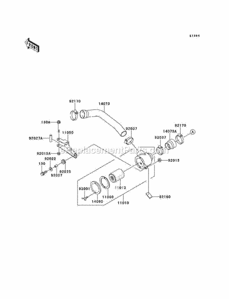 Air Cleaner-Belt Converter Diagram and Parts List for KAF620-A6  Kawasaki 