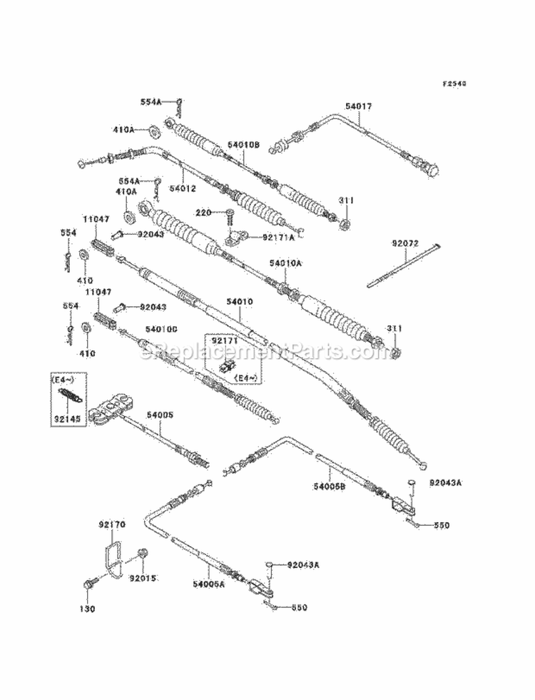 Cables Diagram and Parts List for KAF620-E5  Kawasaki 