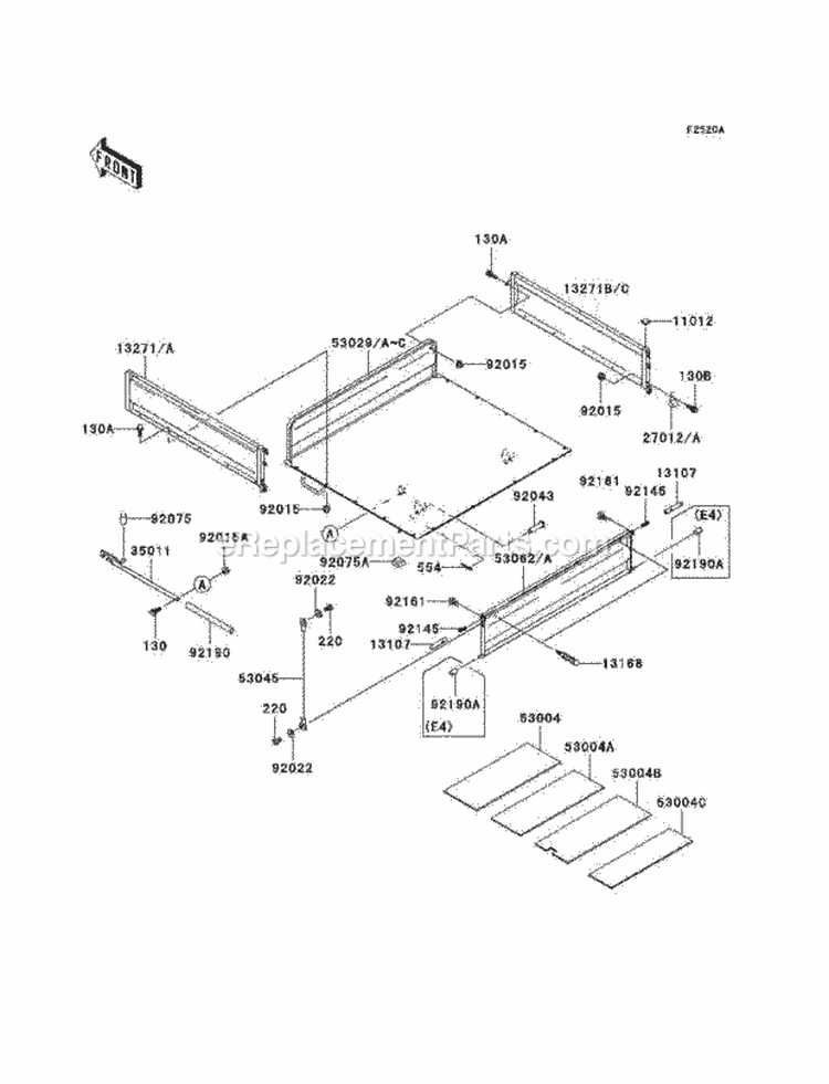 Carriers Diagram and Parts List for KAF620-E5  Kawasaki 
