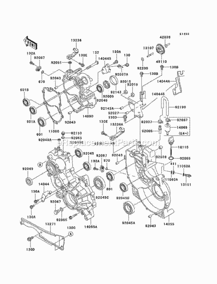 Gear Box Diagram and Parts List for KAF620-E5  Kawasaki 