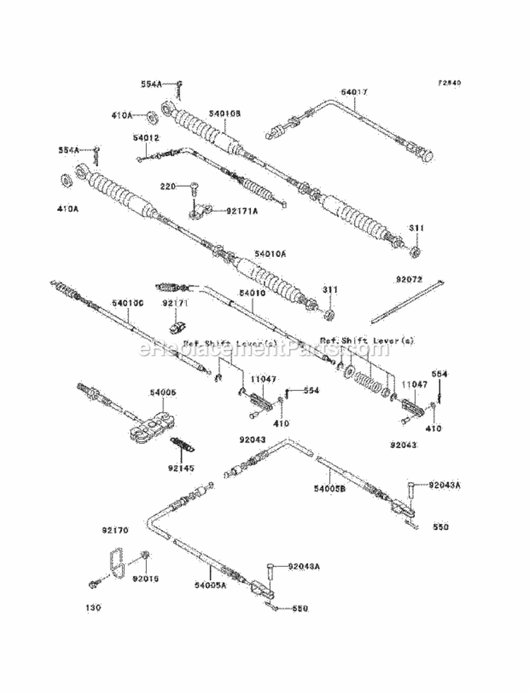 Cables Diagram and Parts List for KAF620-E6F 2006 Kawasaki 
