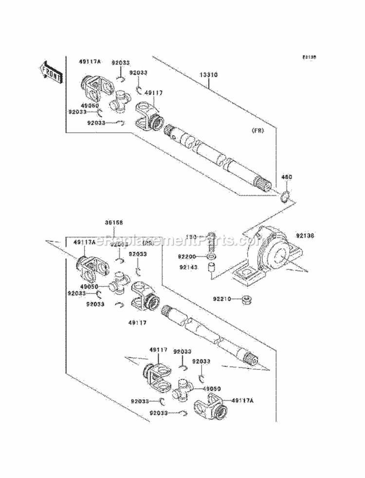 Drive Shaft-Propeller Diagram and Parts List for KAF620-E8F 2008 Kawasaki 