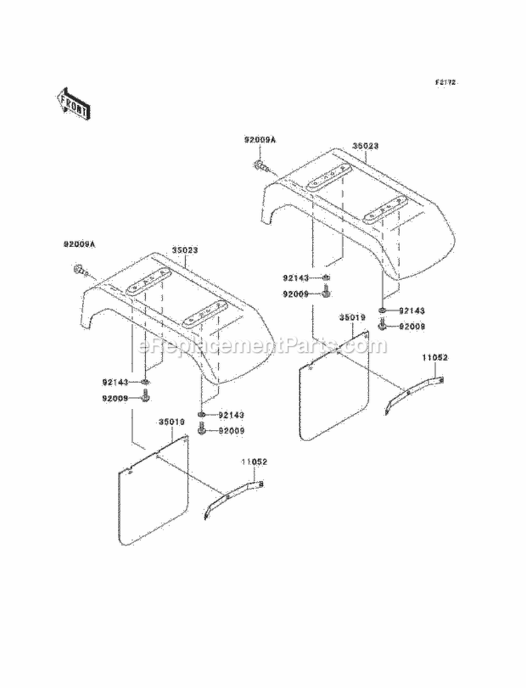 Rear Fenders Diagram and Parts List for KAF620-F1  Kawasaki 