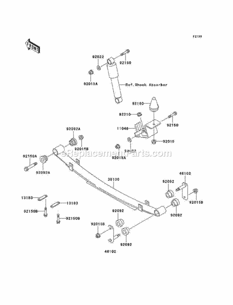 Rear Suspension Diagram and Parts List for KAF620-F3  Kawasaki 