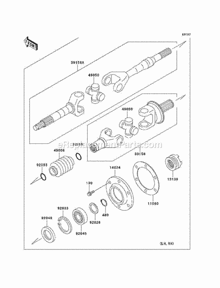 Drive Shaft-Rear Diagram and Parts List for KAF620-F3  Kawasaki 