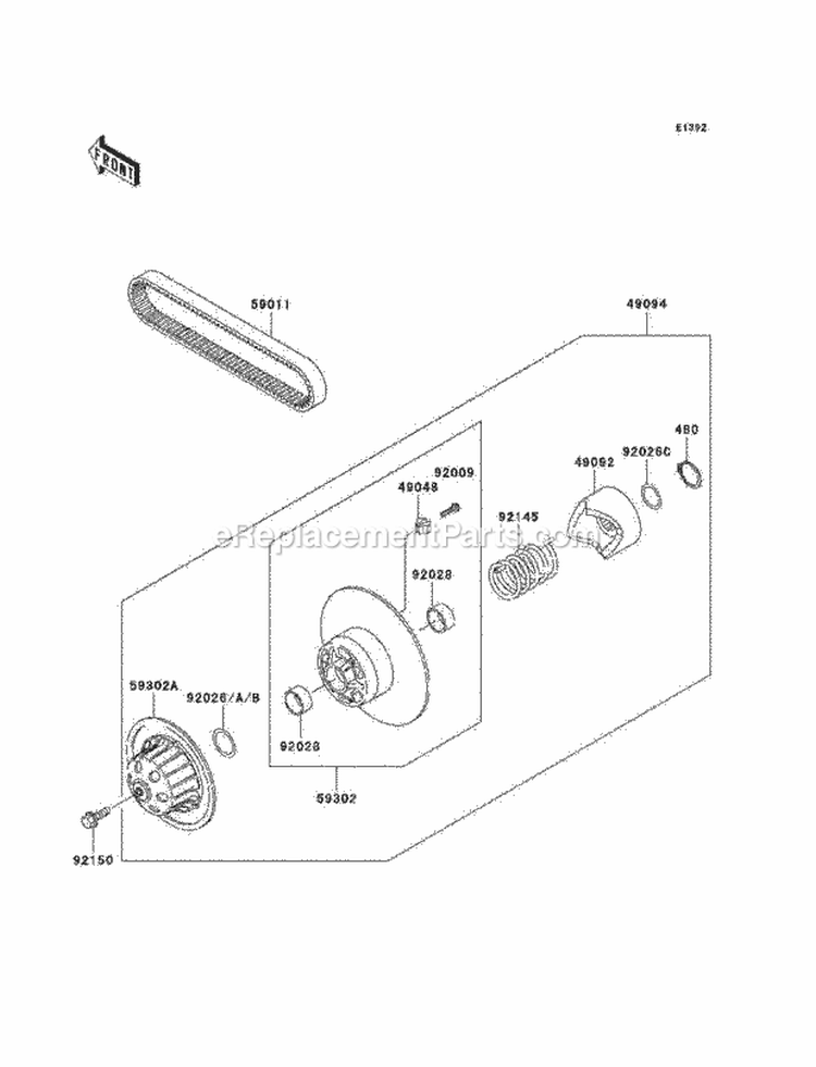 Driven Converter Diagram and Parts List for KAF620-F3  Kawasaki 