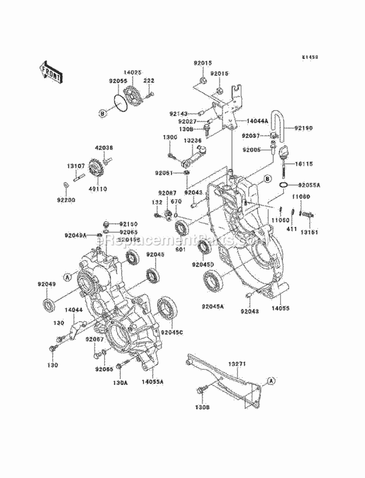 Gear Box Diagram and Parts List for KAF620-F1  Kawasaki 