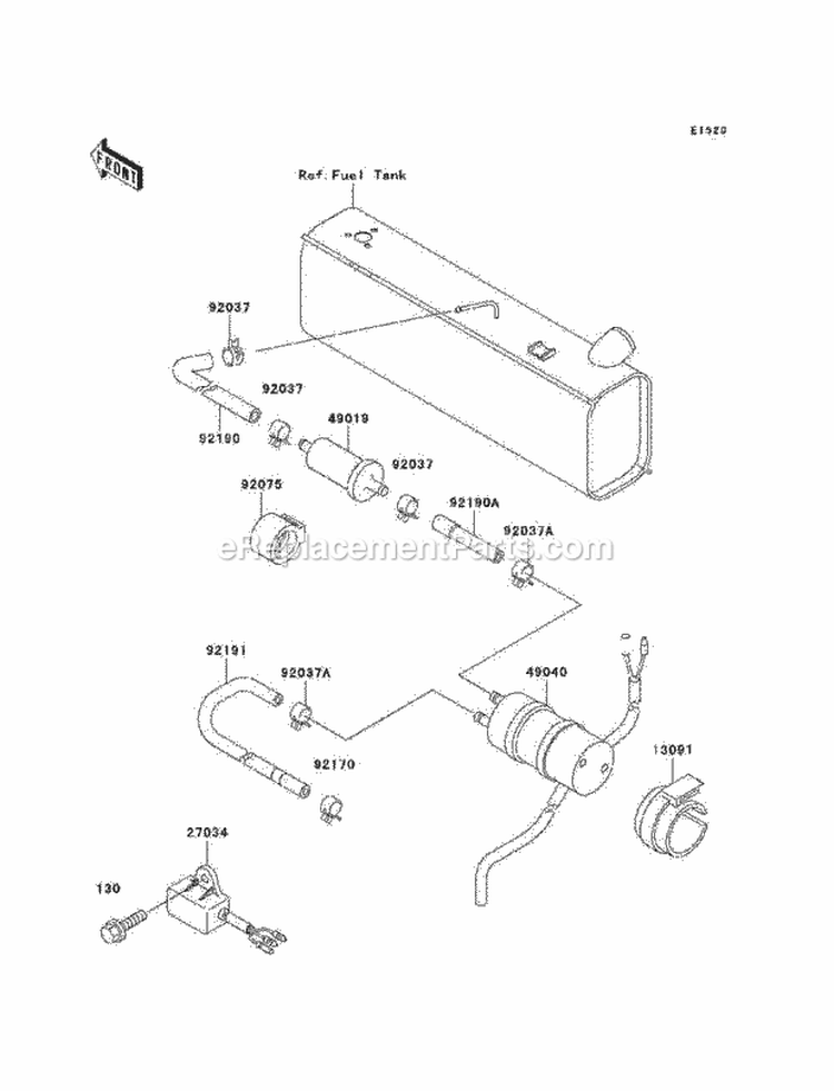 Fuel Pump Diagram and Parts List for KAF620-F1  Kawasaki 
