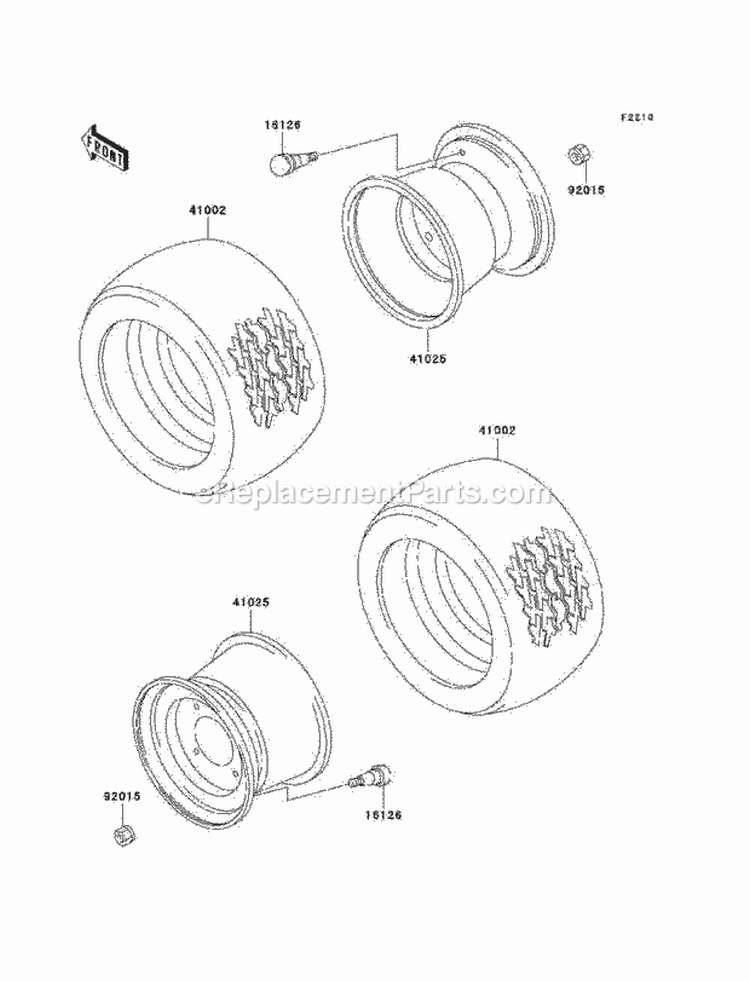 Wheels/Tires Diagram and Parts List for KAF620-F1  Kawasaki 