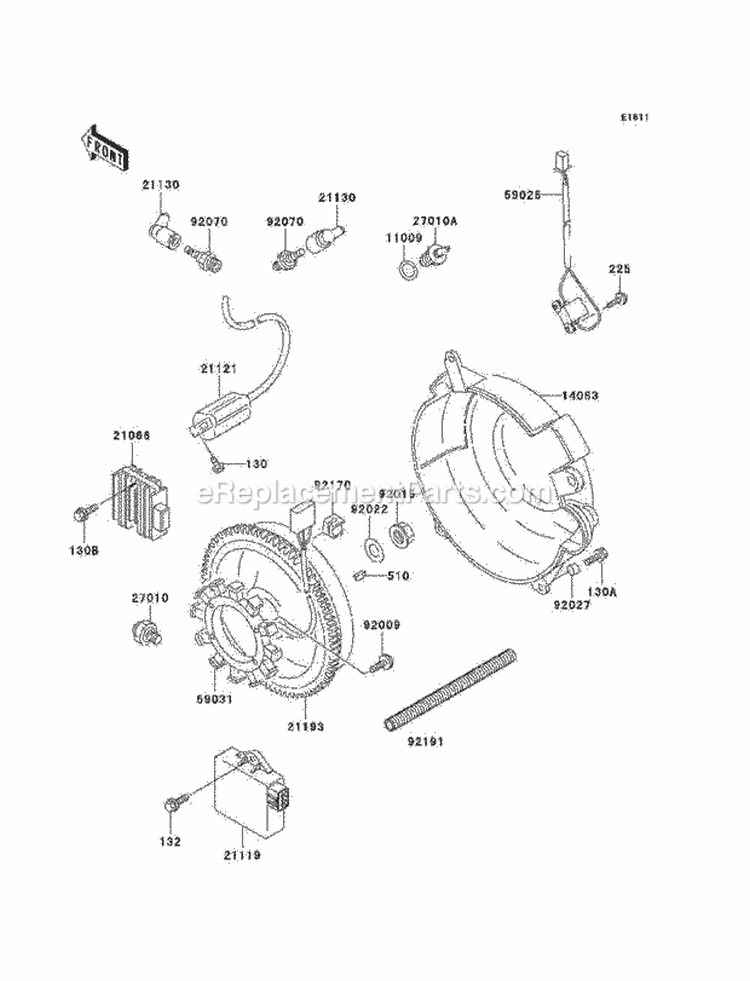 Generator/Ignition Coil Diagram and Parts List for KAF620-F3  Kawasaki 
