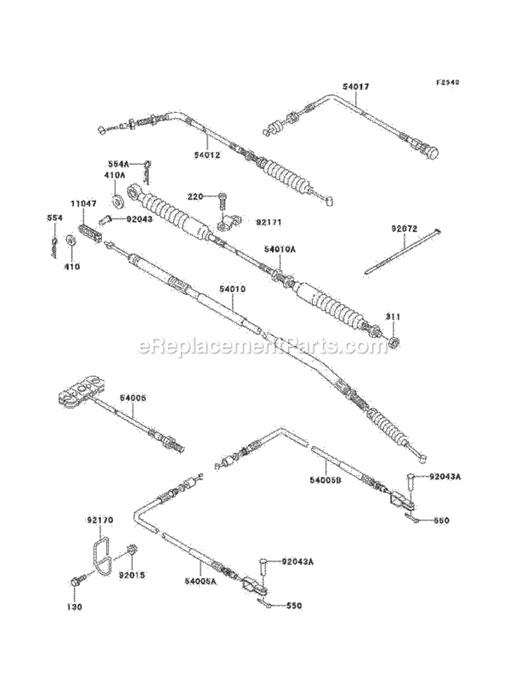 Cables Diagram and Parts List for KAF620-F1  Kawasaki 
