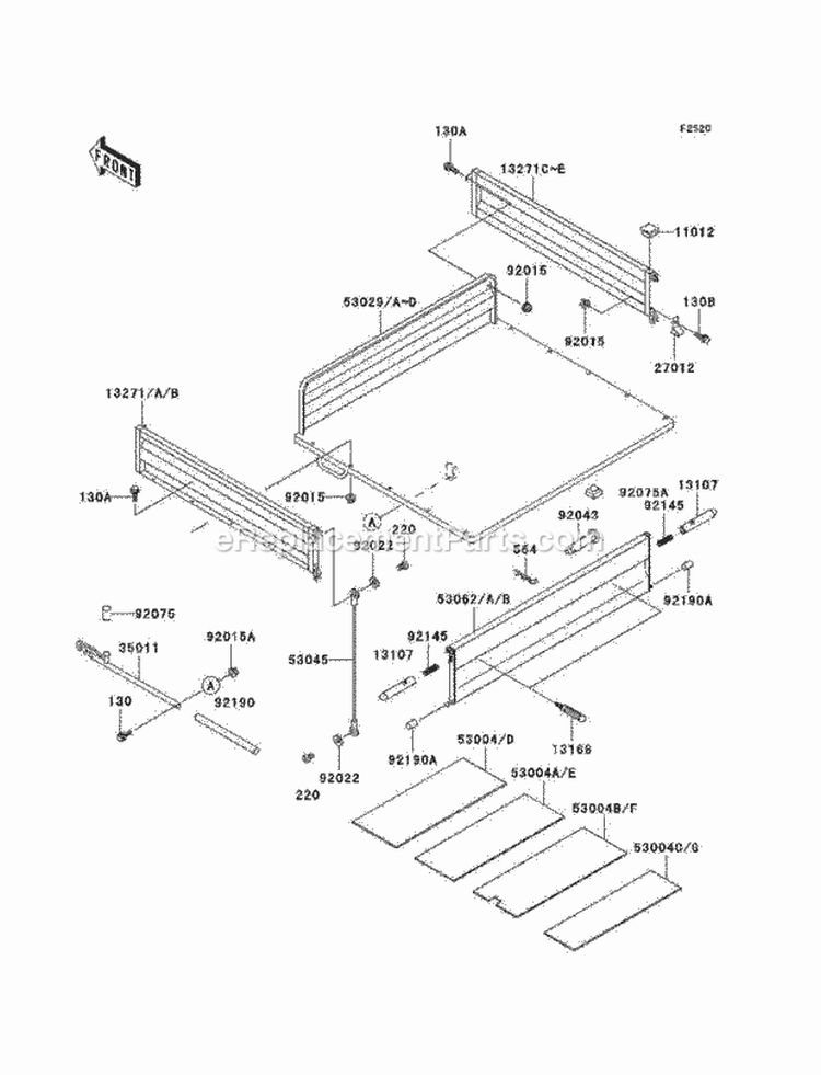 Carriers Diagram and Parts List for KAF620-G3  Kawasaki 