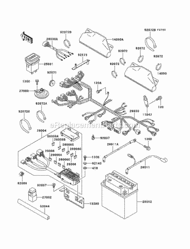 Chassis Electrical Equipment Diagram and Parts List for KAF620-G1  Kawasaki 