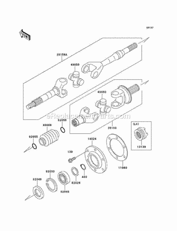 Drive Shaft-Rear Diagram and Parts List for KAF620-F1  Kawasaki 