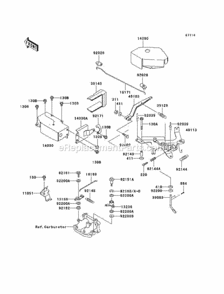Control Diagram and Parts List for KAF620-G1  Kawasaki 