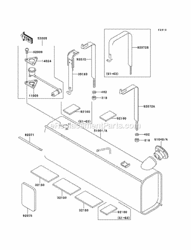 Fuel Tank Diagram and Parts List for KAF620-G5  Kawasaki 
