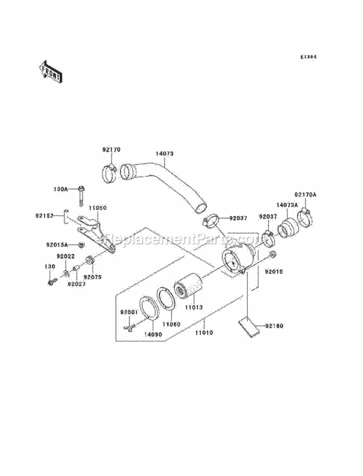 Air Cleaner-Belt Converter Diagram and Parts List for KAF620-E4  Kawasaki 