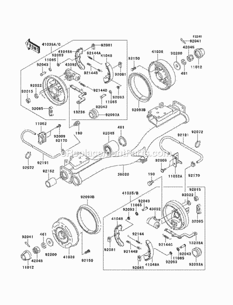 Rear Hubs/Brakes Diagram and Parts List for KAF620-G4  Kawasaki 