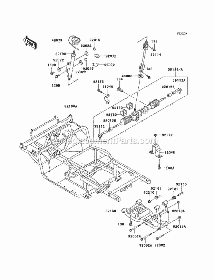 Frame Diagram and Parts List for KAF620-G5  Kawasaki 