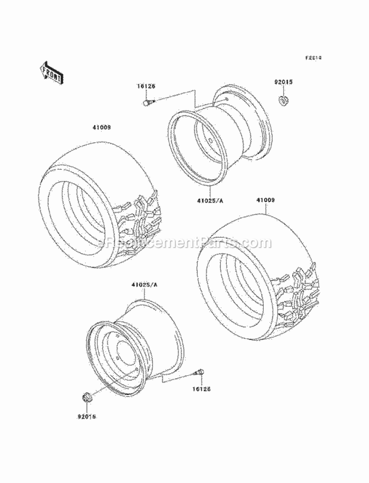 Wheels/Tires Diagram and Parts List for KAF620-G5  Kawasaki 
