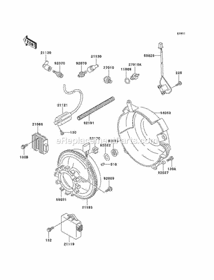Generator/Ignition Coil Diagram and Parts List for KAF620-F1  Kawasaki 