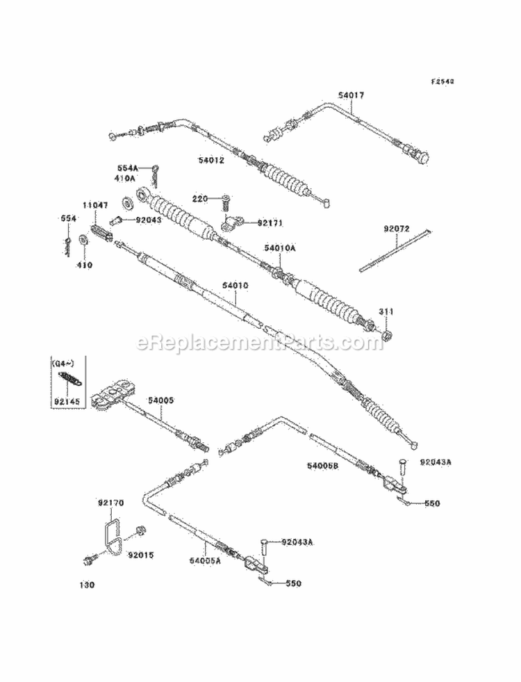 Cables Diagram and Parts List for KAF620-G4  Kawasaki 
