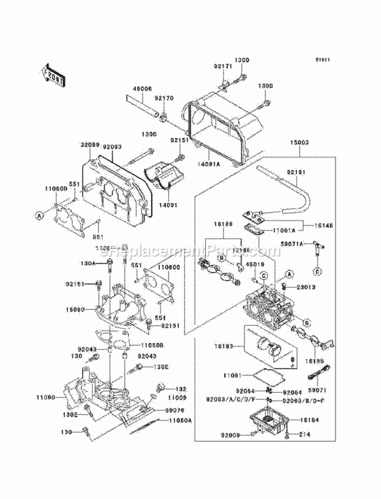 Carburetor Diagram and Parts List for KAF620-G6F 2006 Kawasaki 