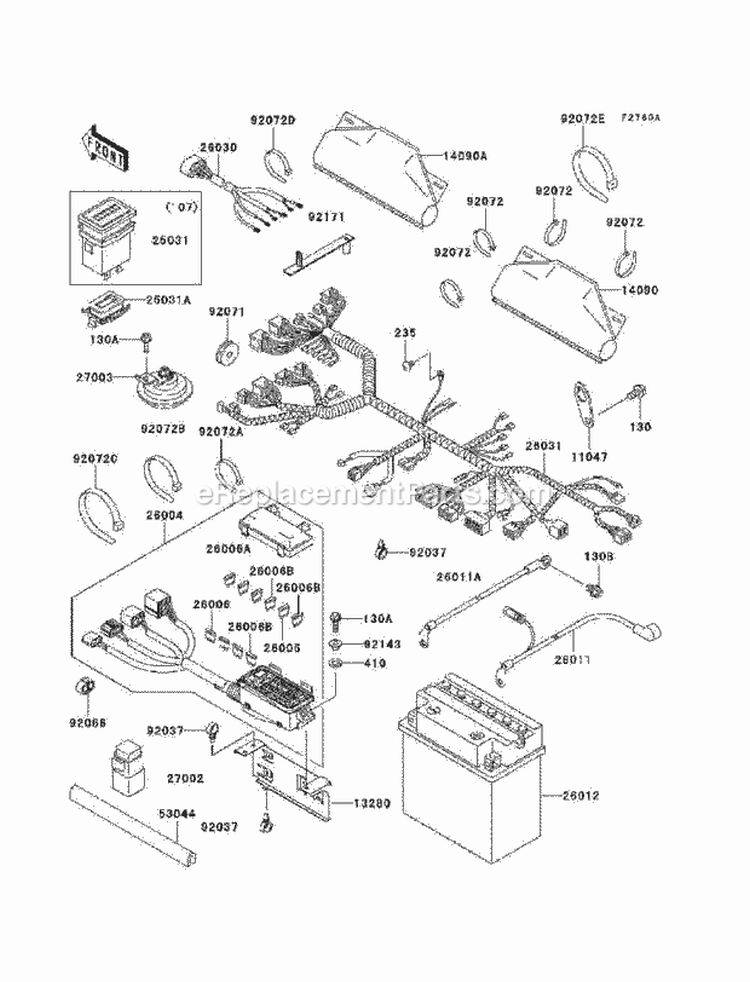 Chassis Electrical Equipment Diagram and Parts List for KAF620-G8F 2008 Kawasaki 