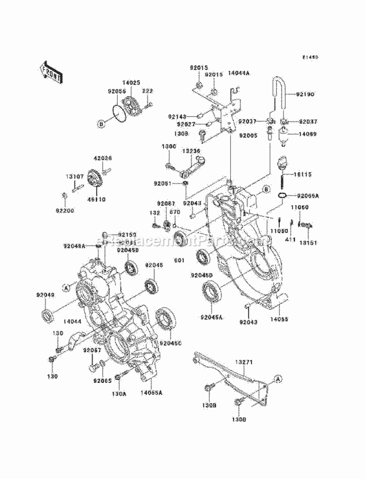 Gear Box Diagram and Parts List for KAF620-G6F 2006 Kawasaki 