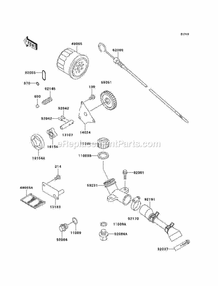 Oil Pump/Oil Filter Diagram and Parts List for KAF620-G6F 2006 Kawasaki 