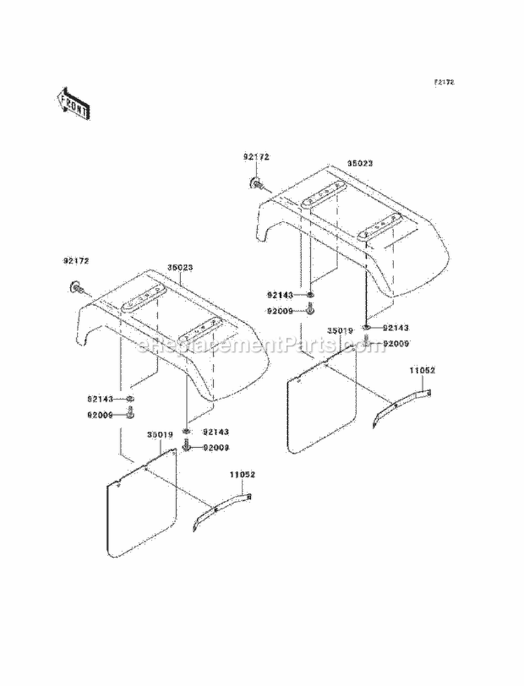 Rear Fenders Diagram and Parts List for KAF620-G6F 2006 Kawasaki 