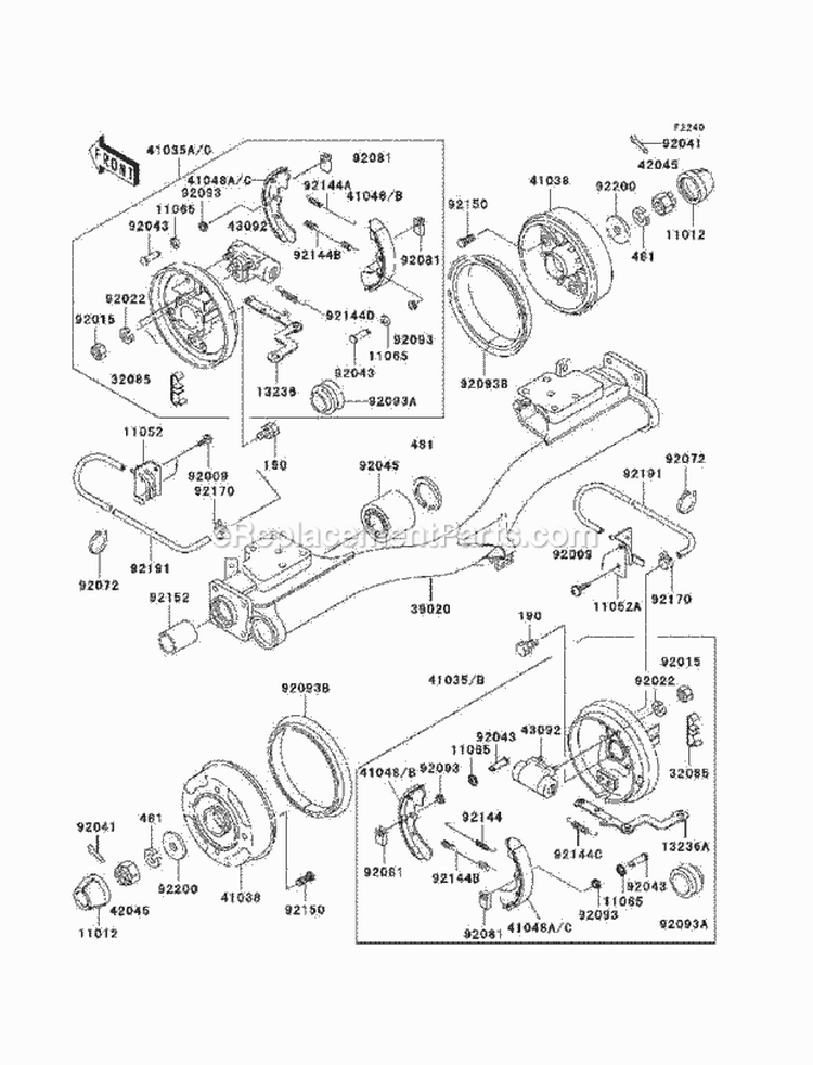 Rear Hubs/Brakes Diagram and Parts List for KAF620-G7F 2007 Kawasaki 