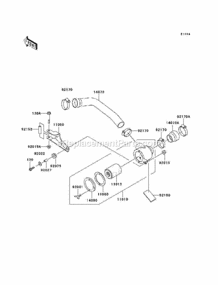 Air Cleaner-Belt Converter Diagram and Parts List for KAF620-E6F 2006 Kawasaki 