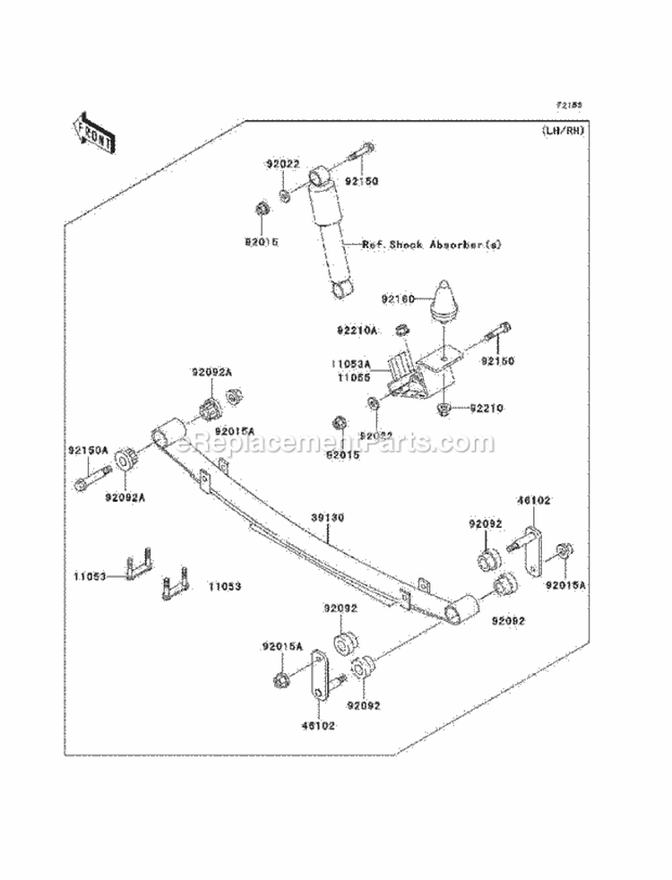 Rear Suspension Diagram and Parts List for KAF620-G8F 2008 Kawasaki 