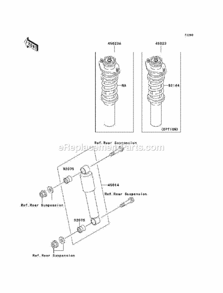 Shock Absorbers Diagram and Parts List for KAF620-F1  Kawasaki 