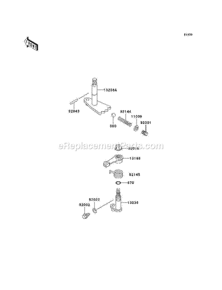 Gear Change Mechanism Diagram and Parts List for KAF620-G6F 2006 Kawasaki 