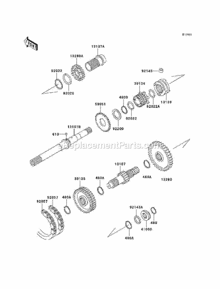 Transmission Diagram and Parts List for KAF620-G6F 2006 Kawasaki 