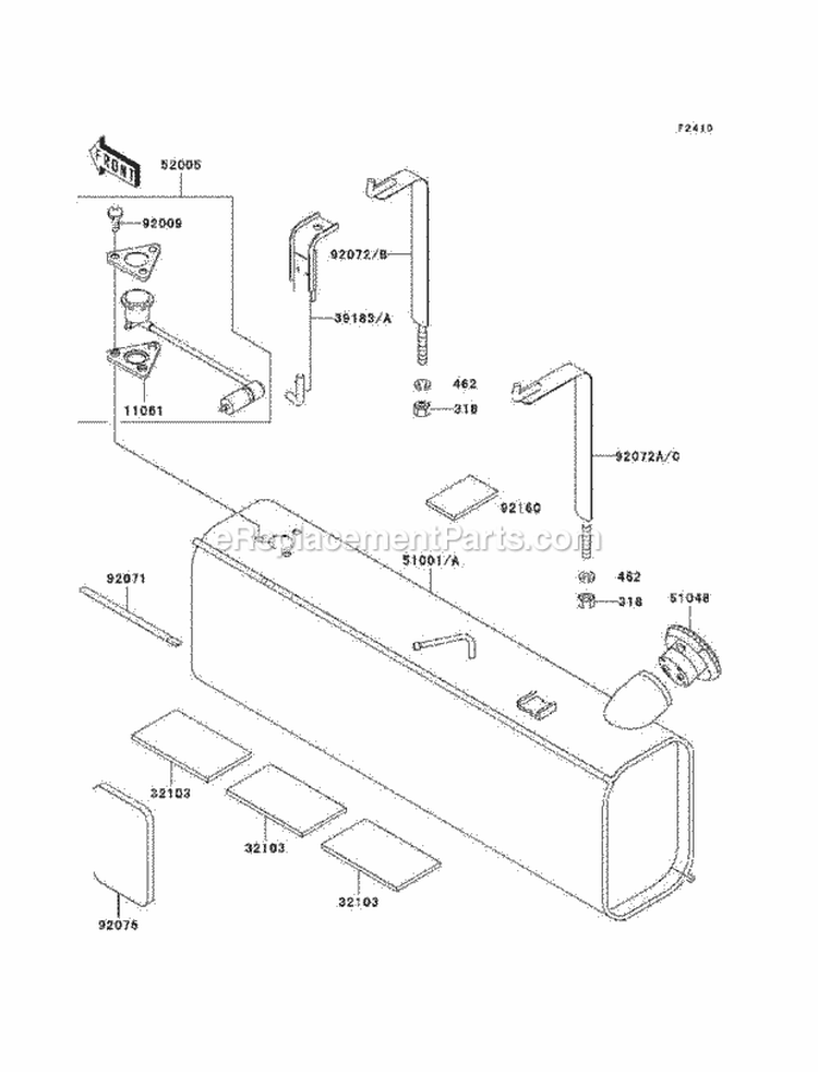 Fuel Tank Diagram and Parts List for KAF620-G7F 2007 Kawasaki 