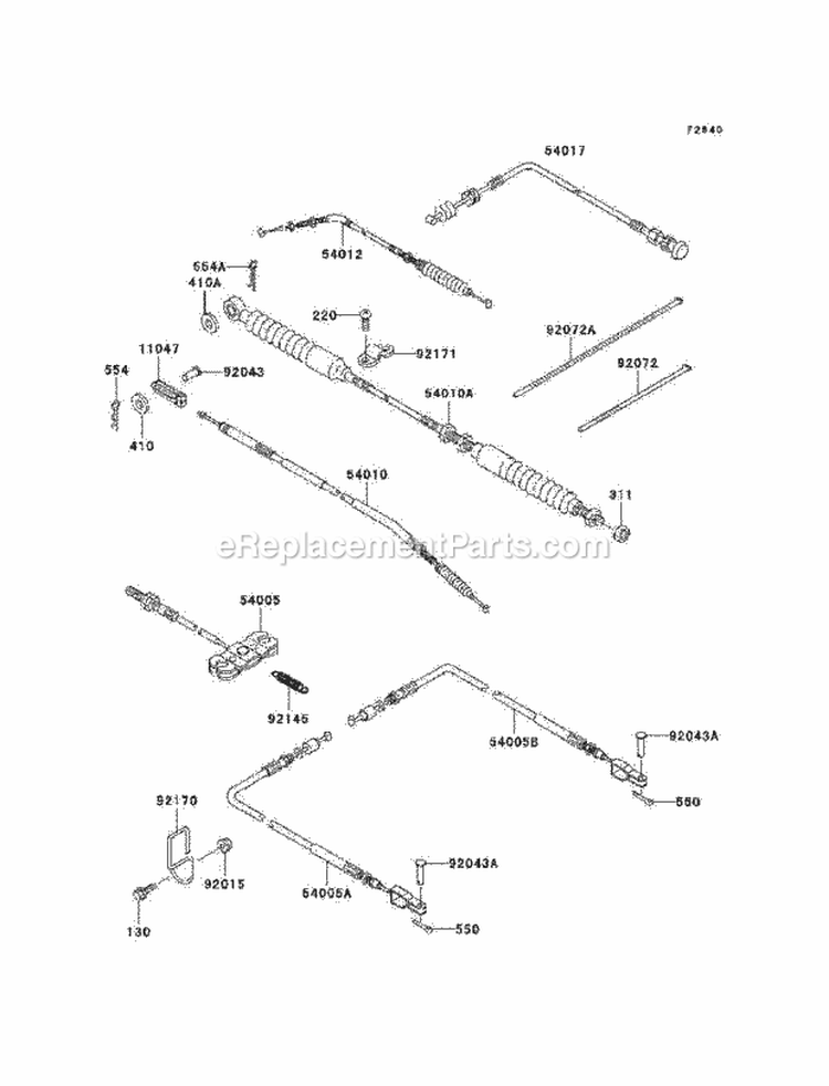 Cables Diagram and Parts List for KAF620-G6F 2006 Kawasaki 