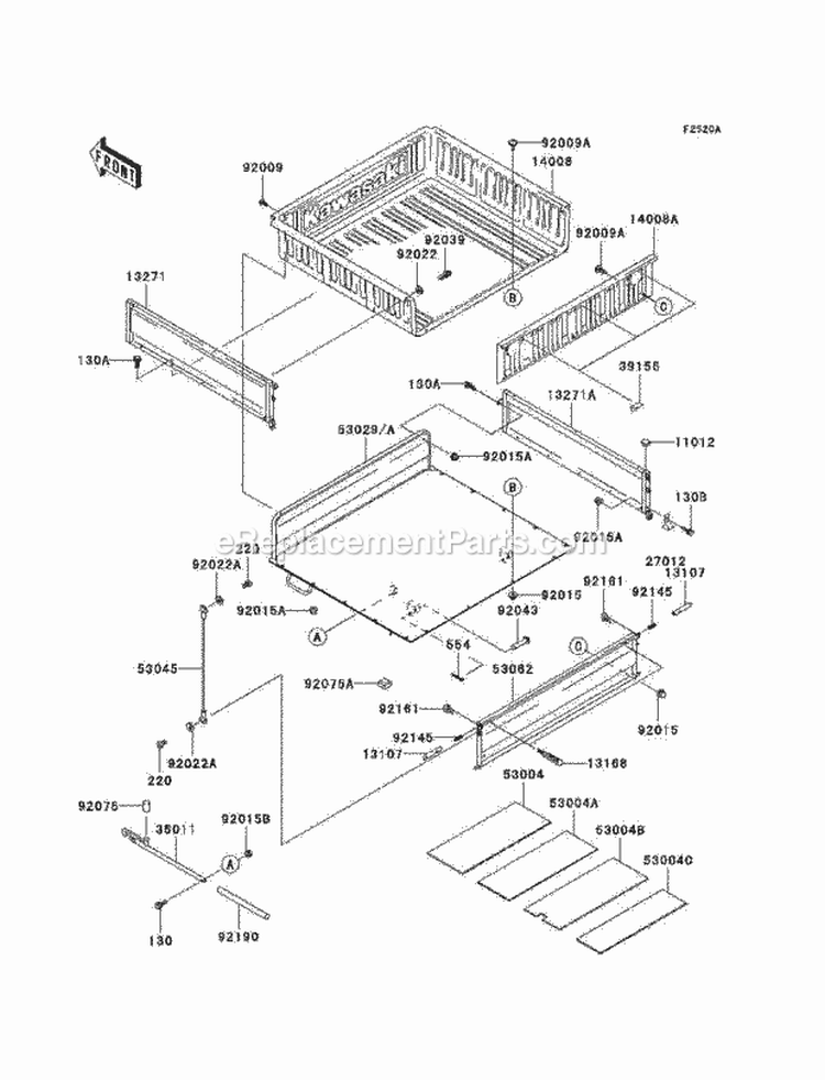 Carrier Diagram and Parts List for KAF620-H3  Kawasaki 